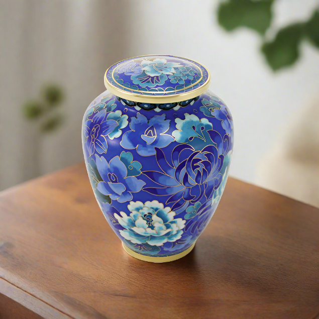 Blossom Cloisonne Cremation Urn | Adult Ashes | Engravable