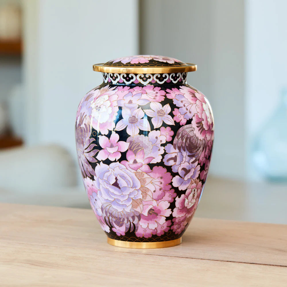 Blossom Cloisonne Cremation Urn | Adult Ashes | Engravable