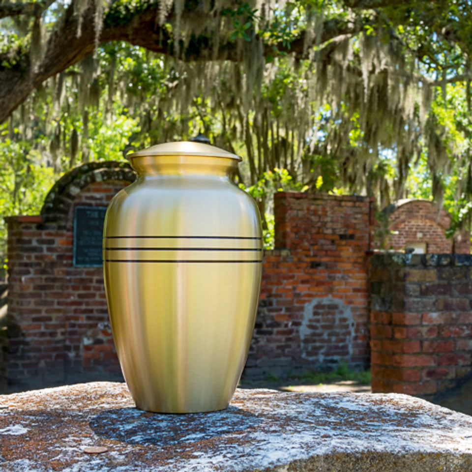 Classic Three Bands Bronze Cremation Urn