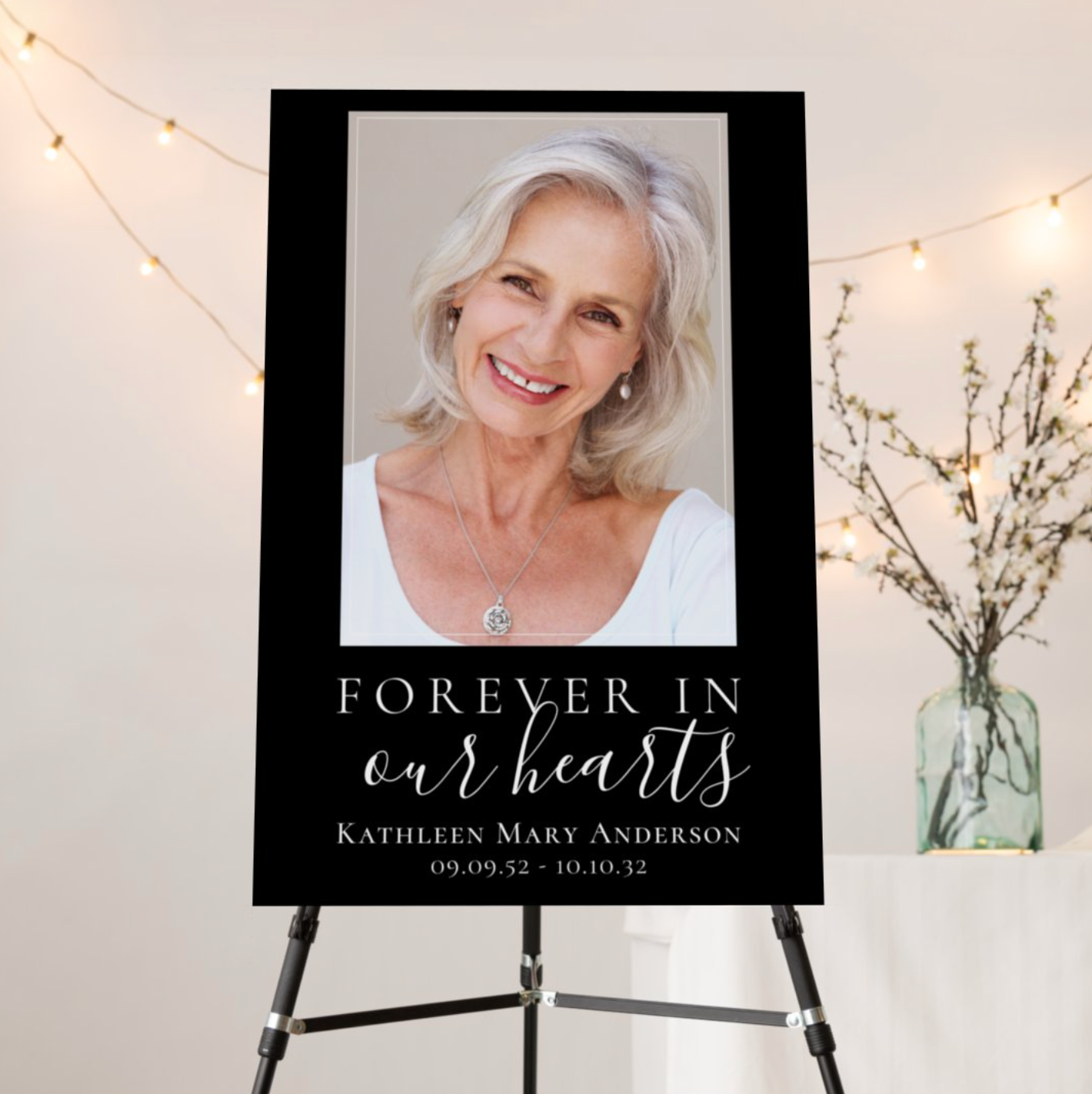 Forever in Our Hearts Photo Funeral Welcome Poster