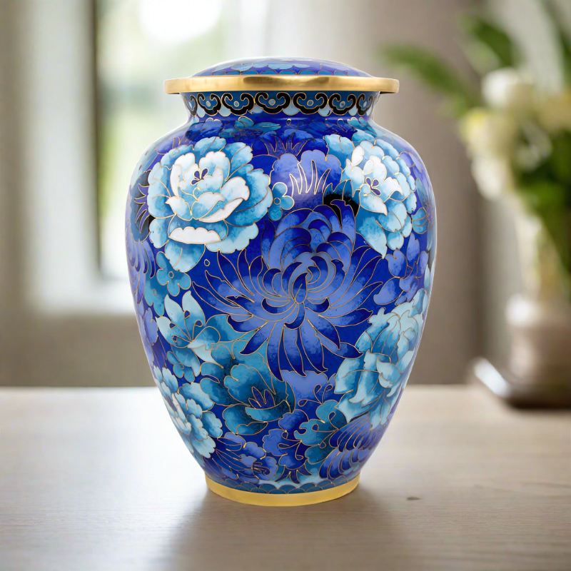 Blossom Cloisonne Cremation Urn | Adult Ashes | Engravable