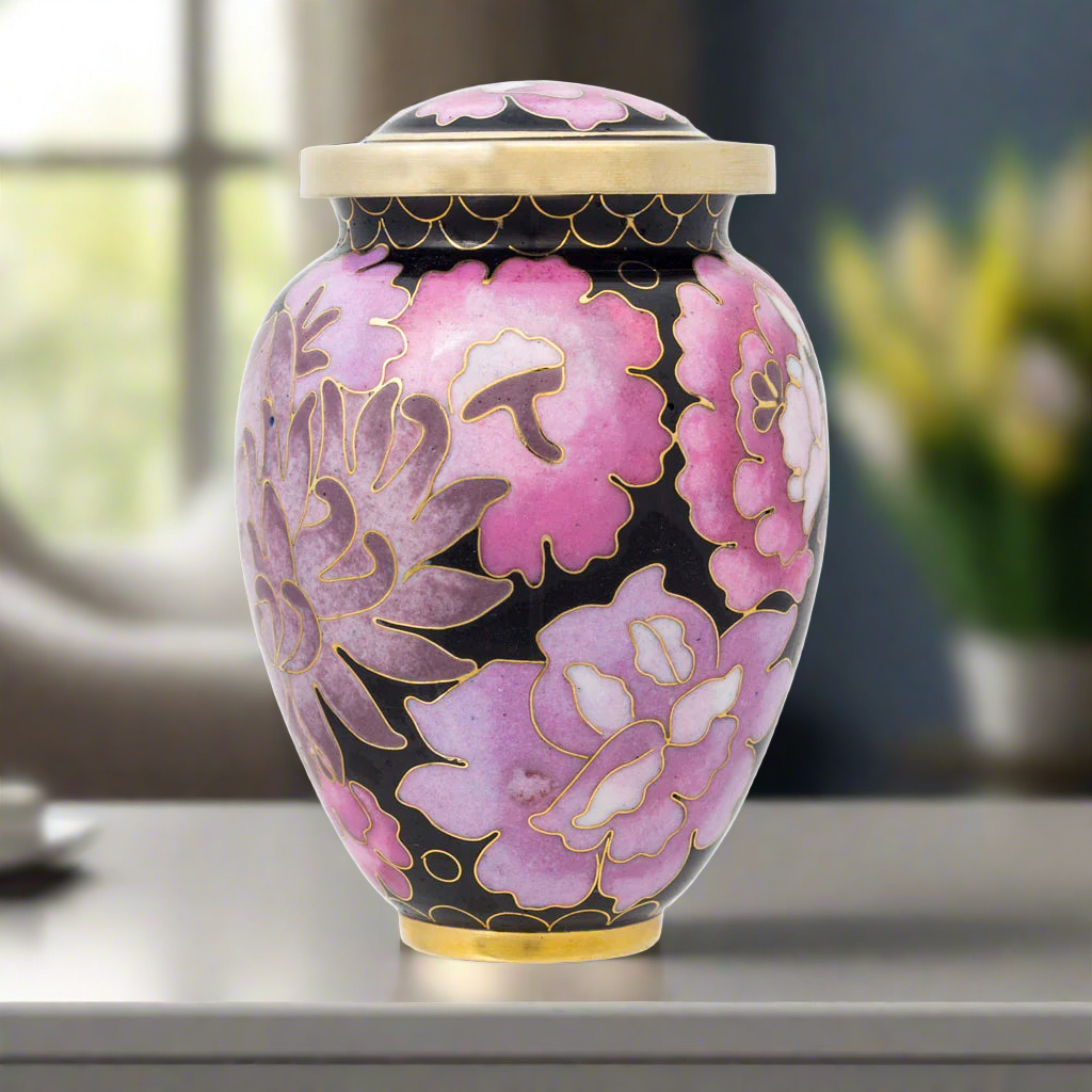 Blossom Cloisonne Cremation Urn | Adult Ashes | Engravable