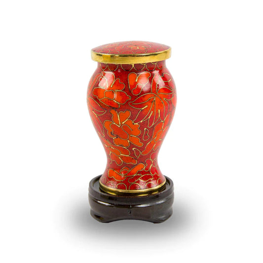 Autumn Leaves Cloisonne Urn