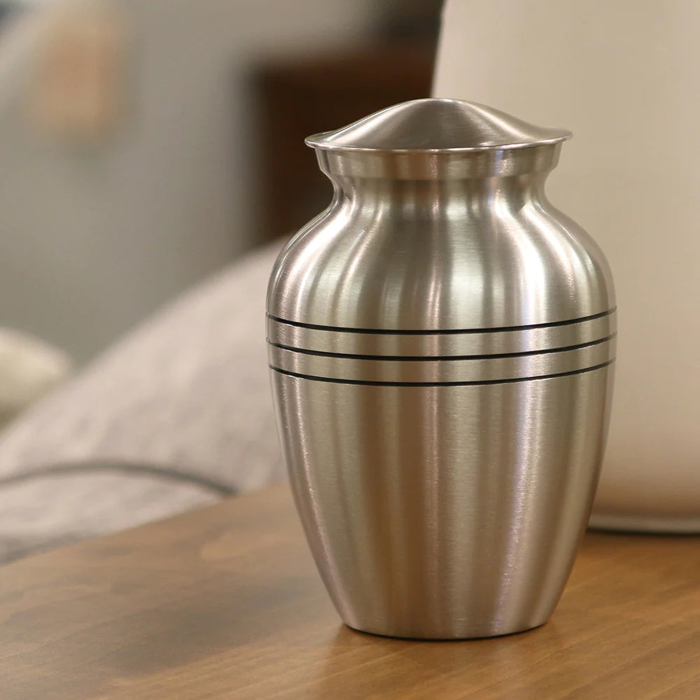Silver Banded Cremation Urn | Adult Ashes | Engravable