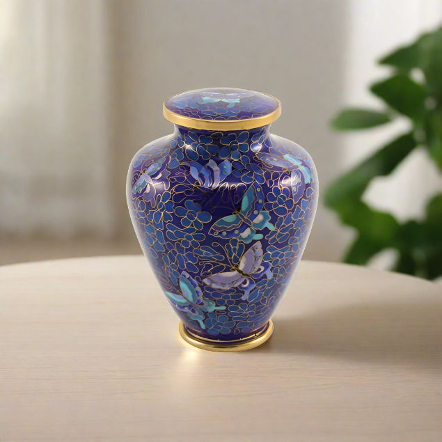 Butterfly Cloisonne Cremation Urn | Adult Ashes | Engravable