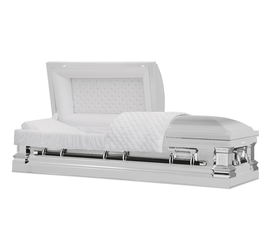 White Zenith Stainless Steel Casket