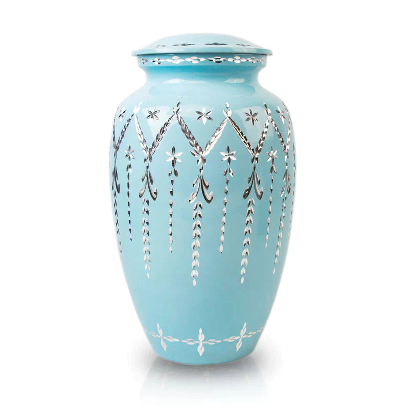 Blue Garland Cremation Urn