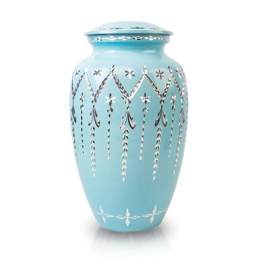 Blue Garland Cremation Urn