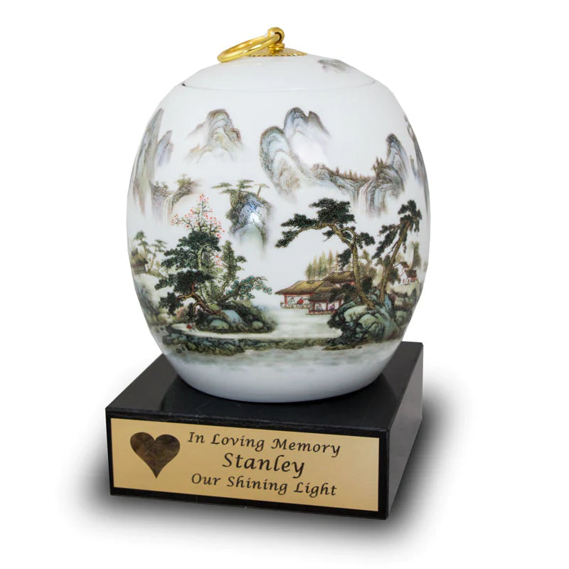 Misty Mountains Ceramic Cremation Urn