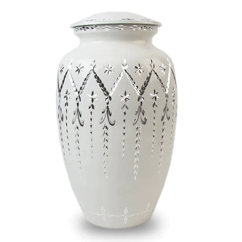 White Garland Cremation Urn
