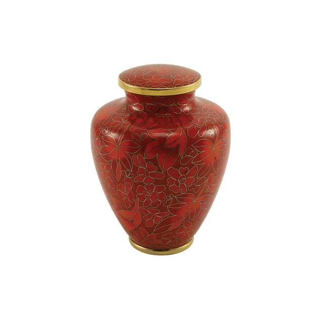 Autumn Leaves Cloisonne Cremation Urn | Adult Ashes | Engravable