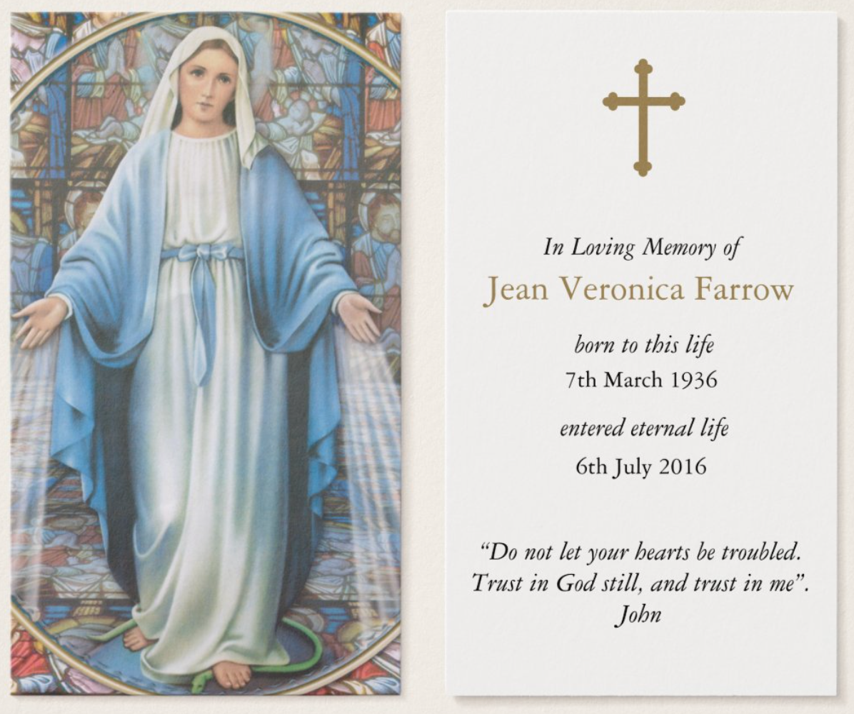 Catholic Prayer Cards for Funeral & Memorial | 100 | Personalized