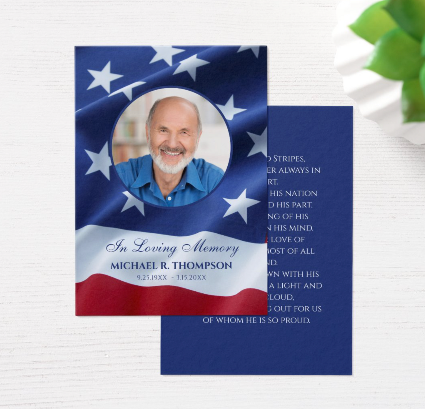 Veteran Funeral Prayer Cards | 100 cards