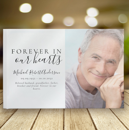 Forever in Our Hearts Photo Funeral Guest Book