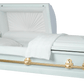 White and Gold Steel Casket