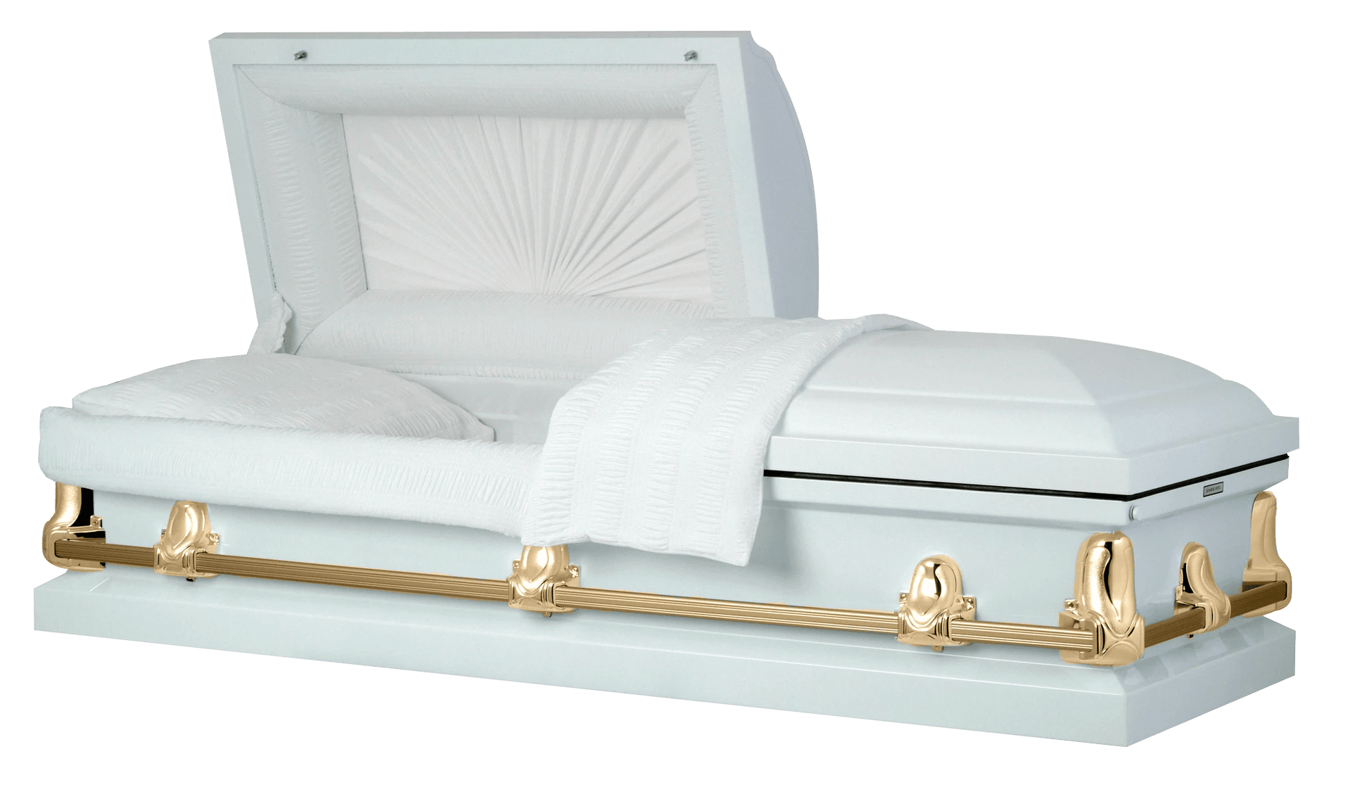 White and Gold Steel Casket