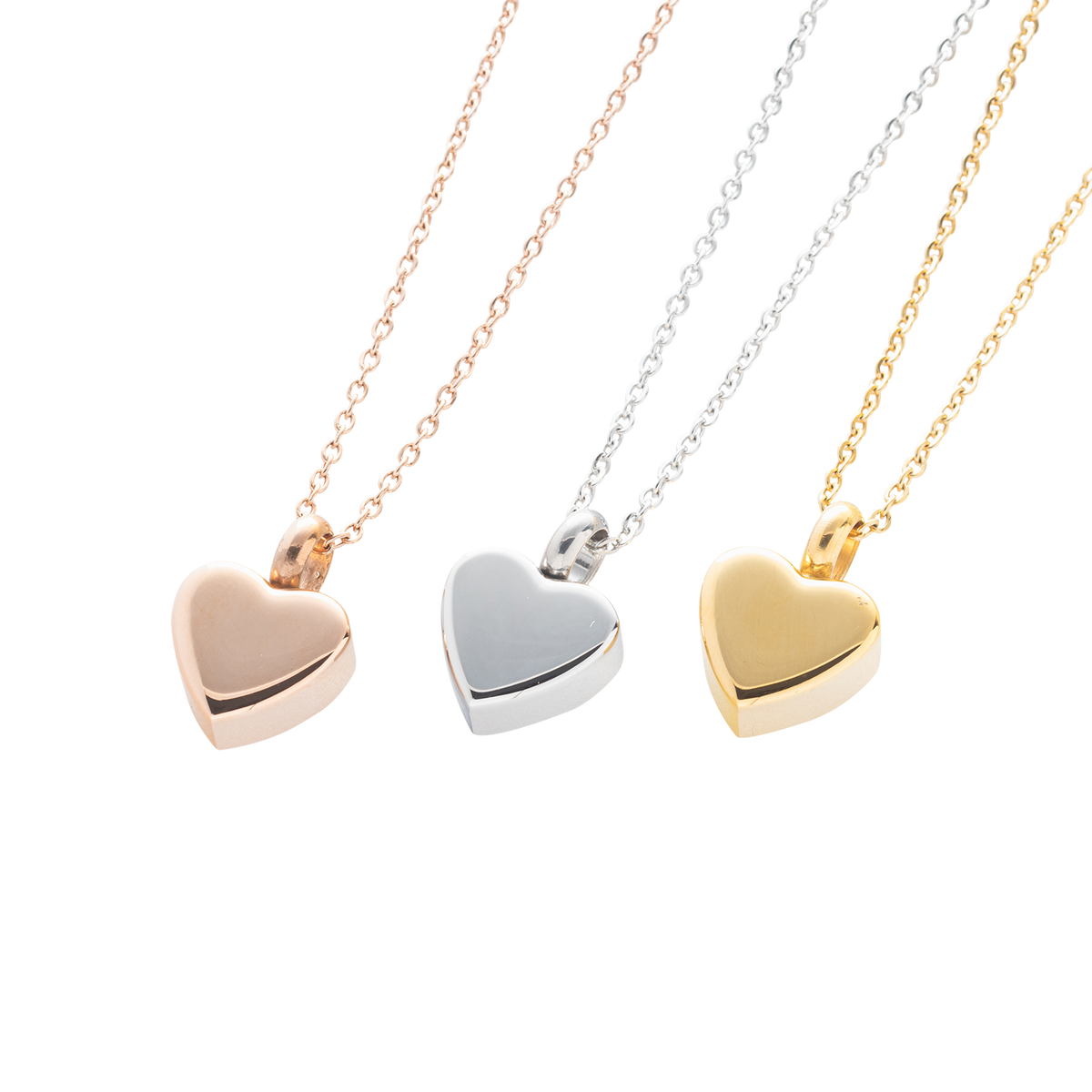 Three different options of our Memorial Cremation Urn Necklace