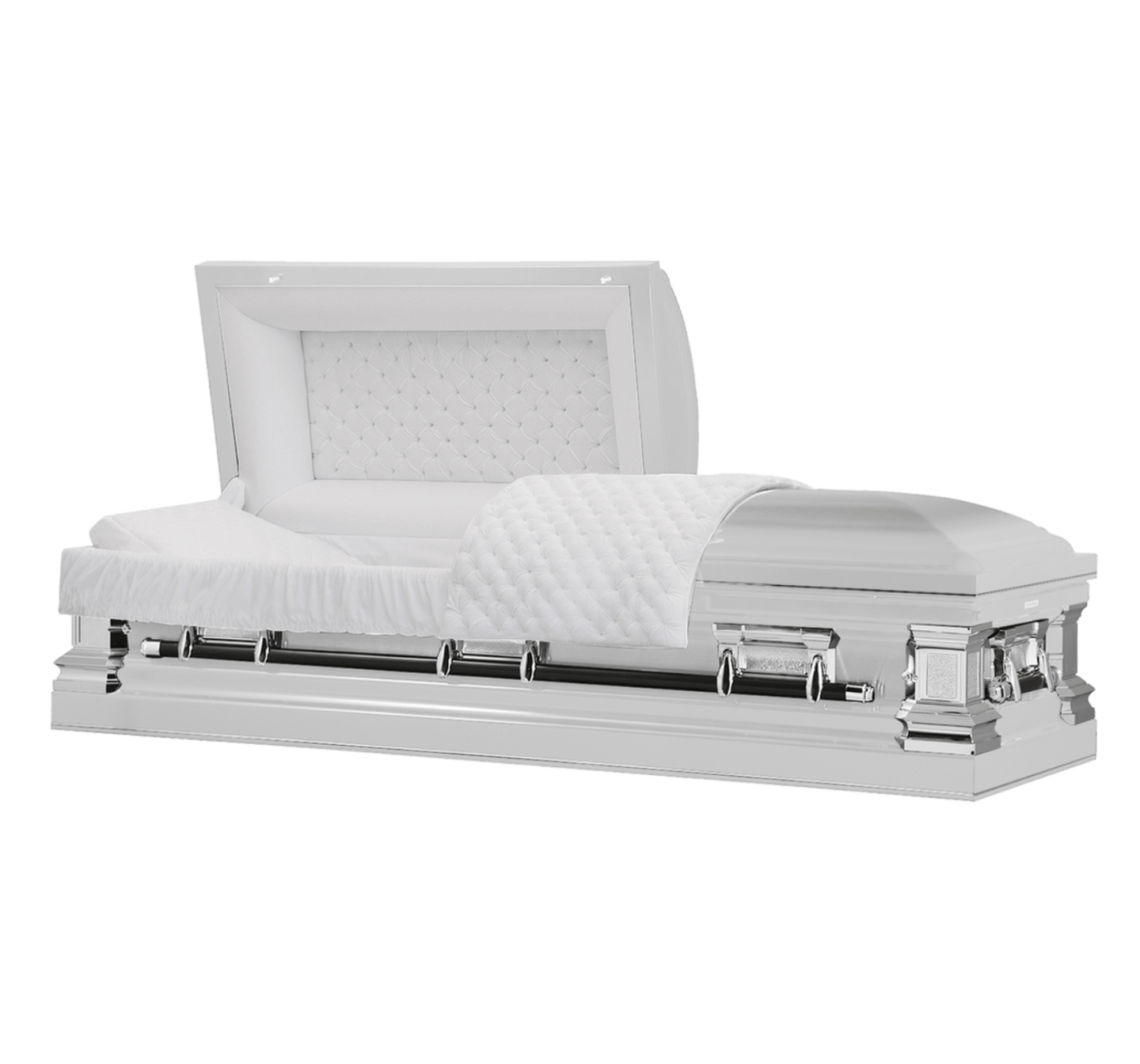 White Zenith Stainless Steel Casket