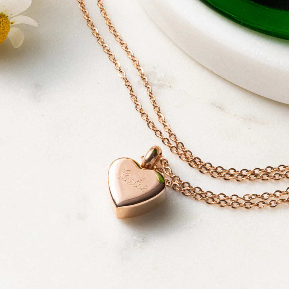 Engravable Rose Gold Memorial Cremation Urn Necklace